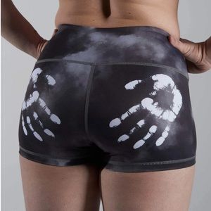 Feed me Fight me caught chalk handed shorts weight lifting athletic work out gym